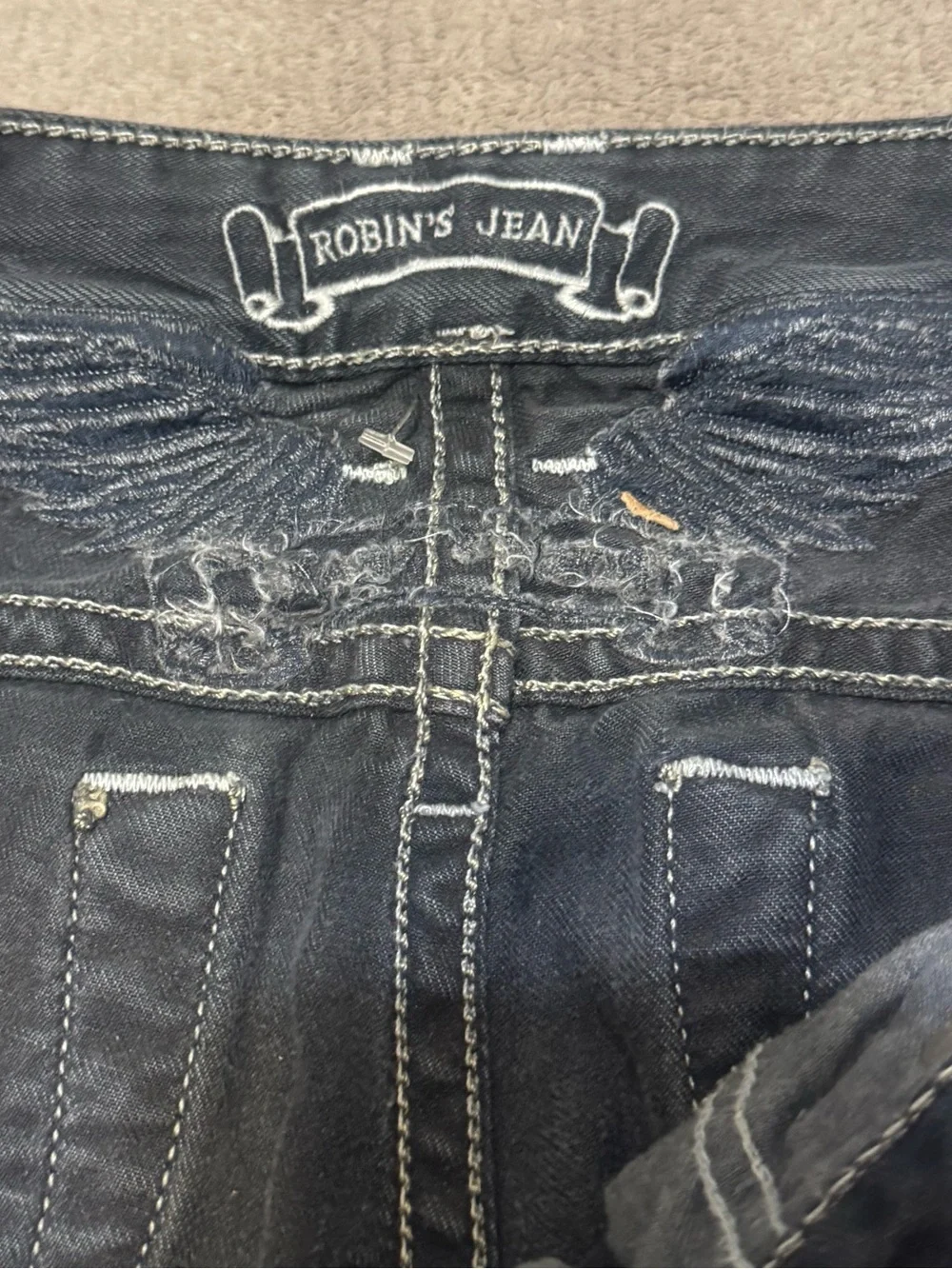 Robin’s Jeans Men’s Black Studded Denim Jeans Size 34 Made in USA Distressed Y2K